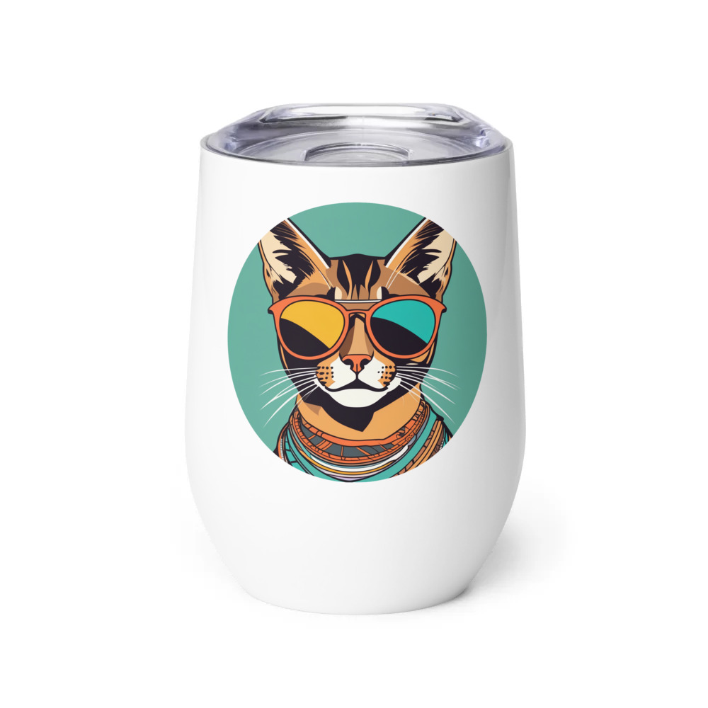 PugMug Custom Tabby Abyssinian Cat Wine Tumbler