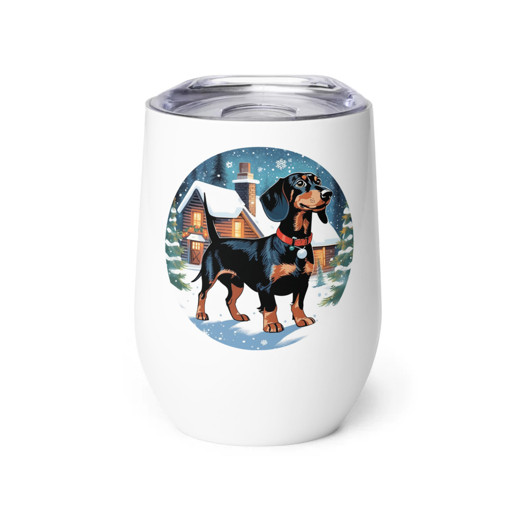PugMug Custom Black Dachshund Wine Tumbler