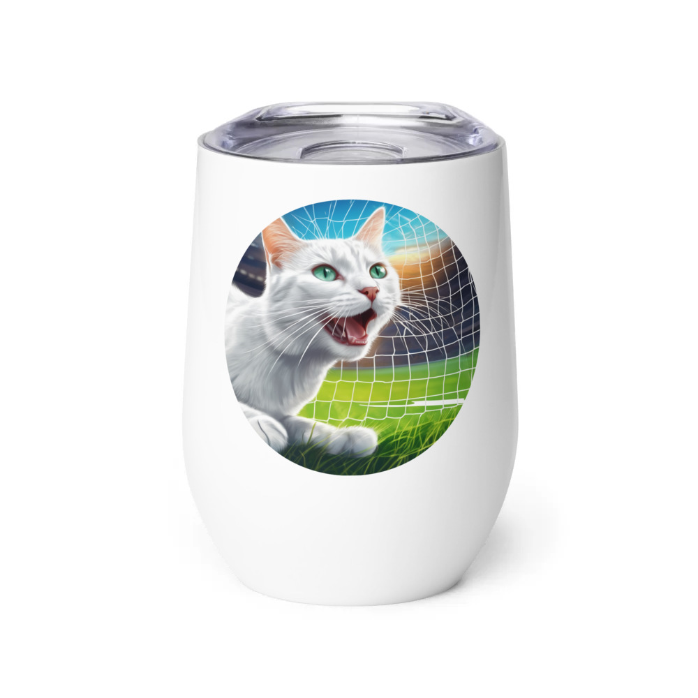 PugMug Custom White Companion Cat Wine Tumbler