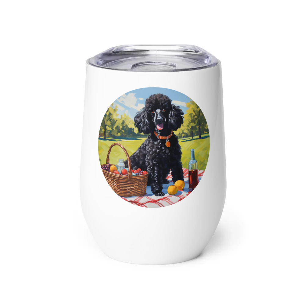 PugMug Custom Black Poodle Wine Tumbler