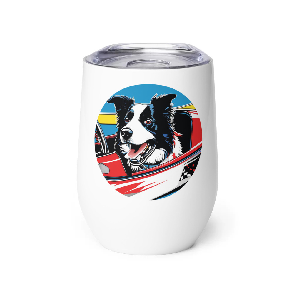 PugMug Custom Border Collie Wine Tumbler
