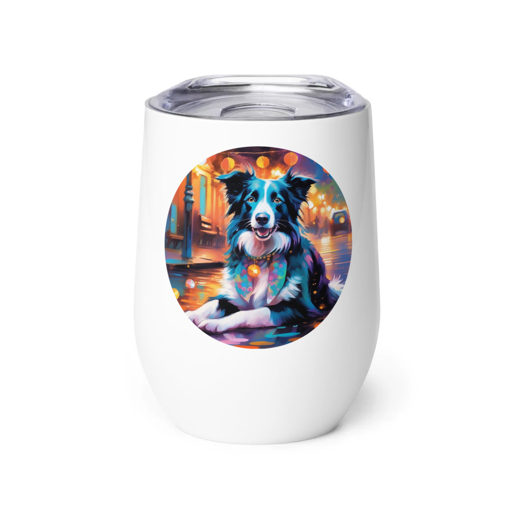 PugMug Custom Border Collie Wine Tumbler