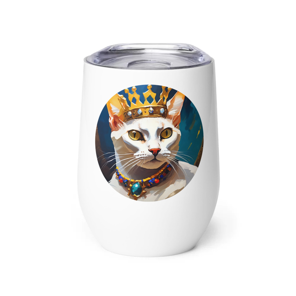PugMug Custom White Abyssinian Cat Wine Tumbler