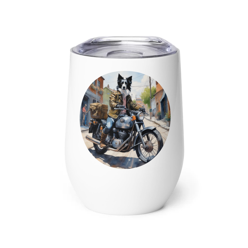 PugMug Custom Border Collie Wine Tumbler