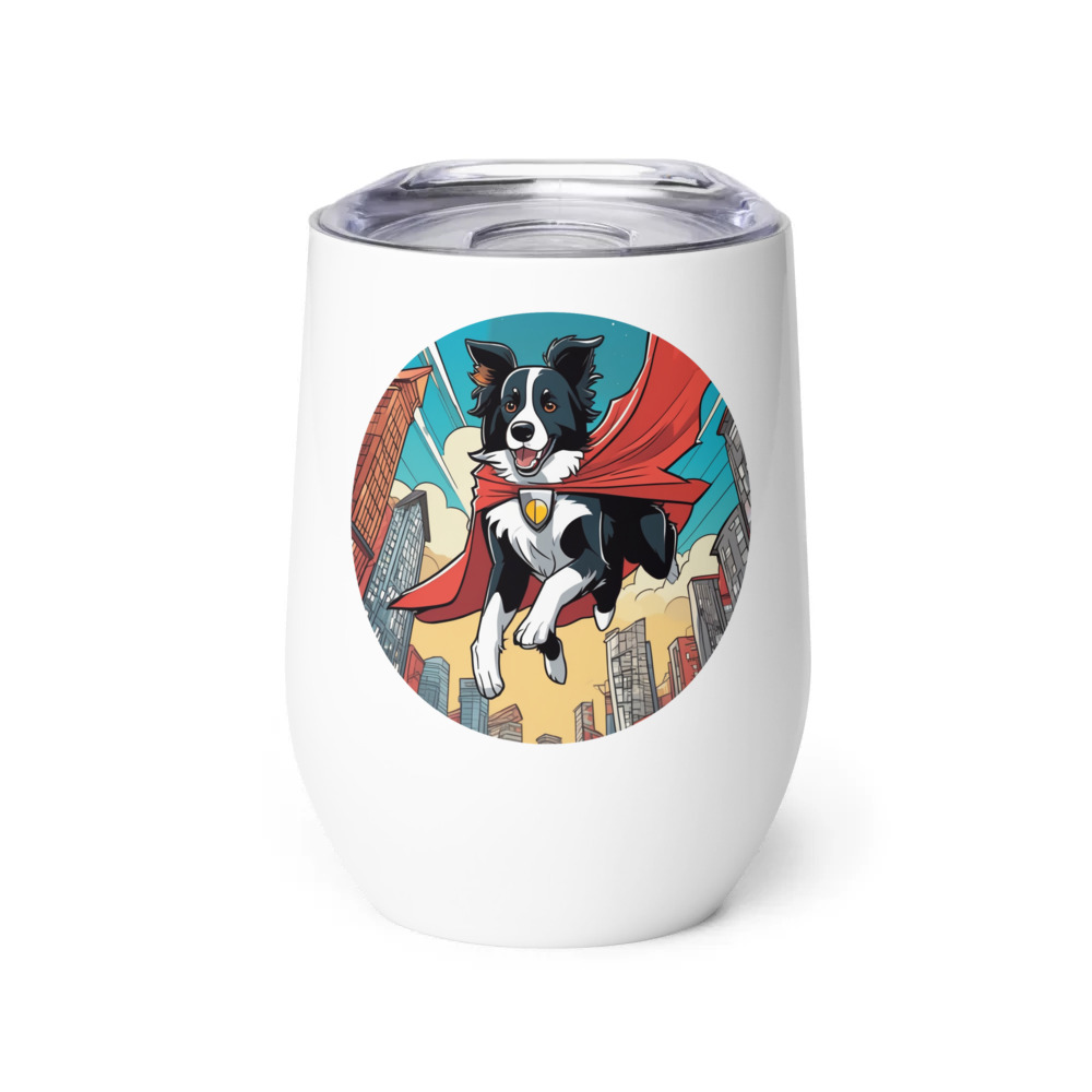 PugMug Custom Border Collie Wine Tumbler