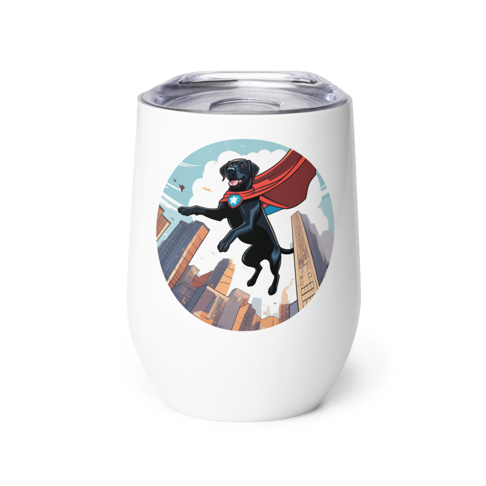 PugMug Custom Black Labrador Retriever Wine Tumbler