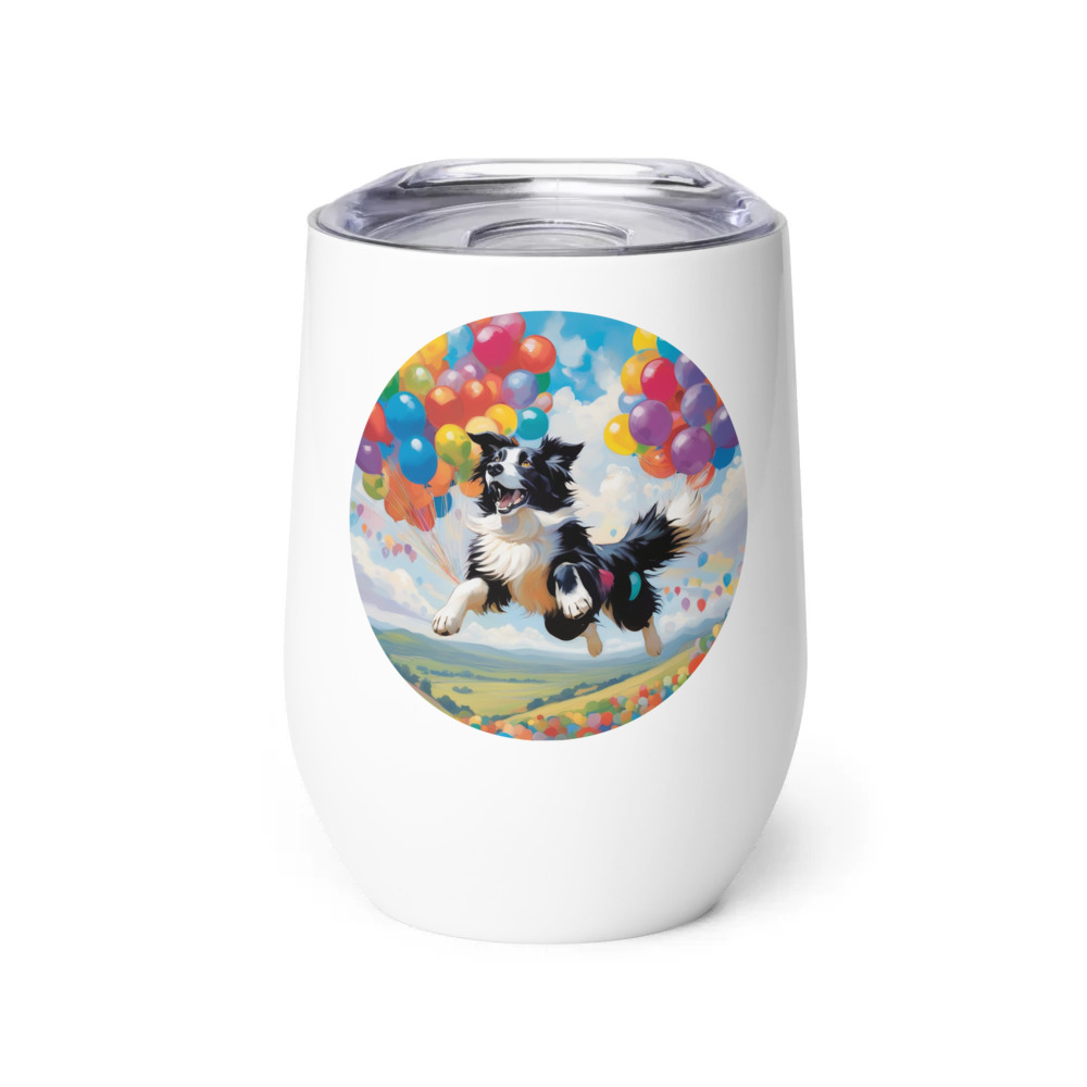 PugMug Custom Border Collie Wine Tumbler