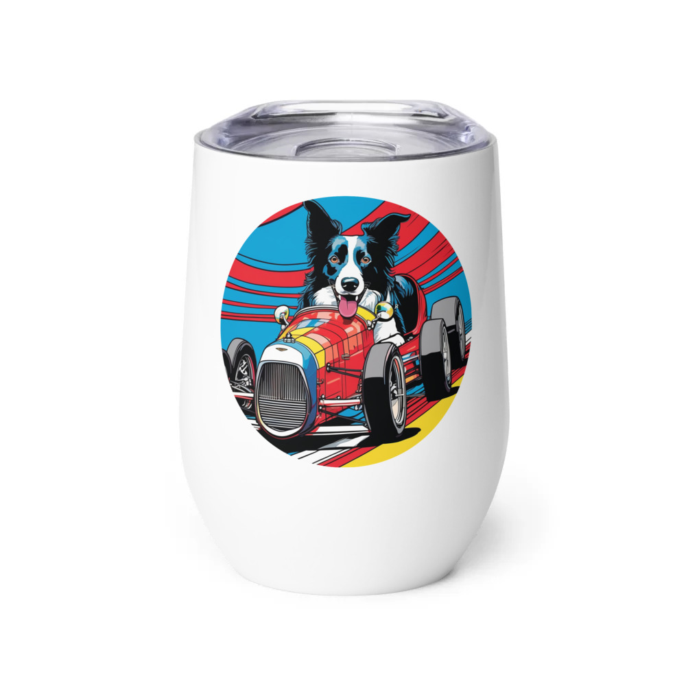 PugMug Custom Border Collie Wine Tumbler