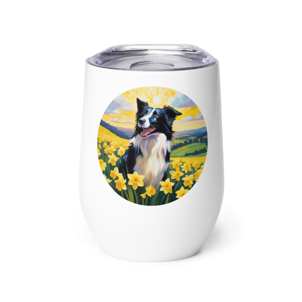 PugMug Custom Border Collie Wine Tumbler
