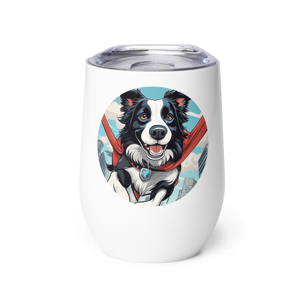 PugMug Custom Border Collie Wine Tumbler