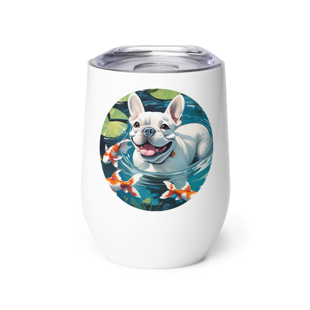 PugMug Custom White French Bulldog Wine Tumbler