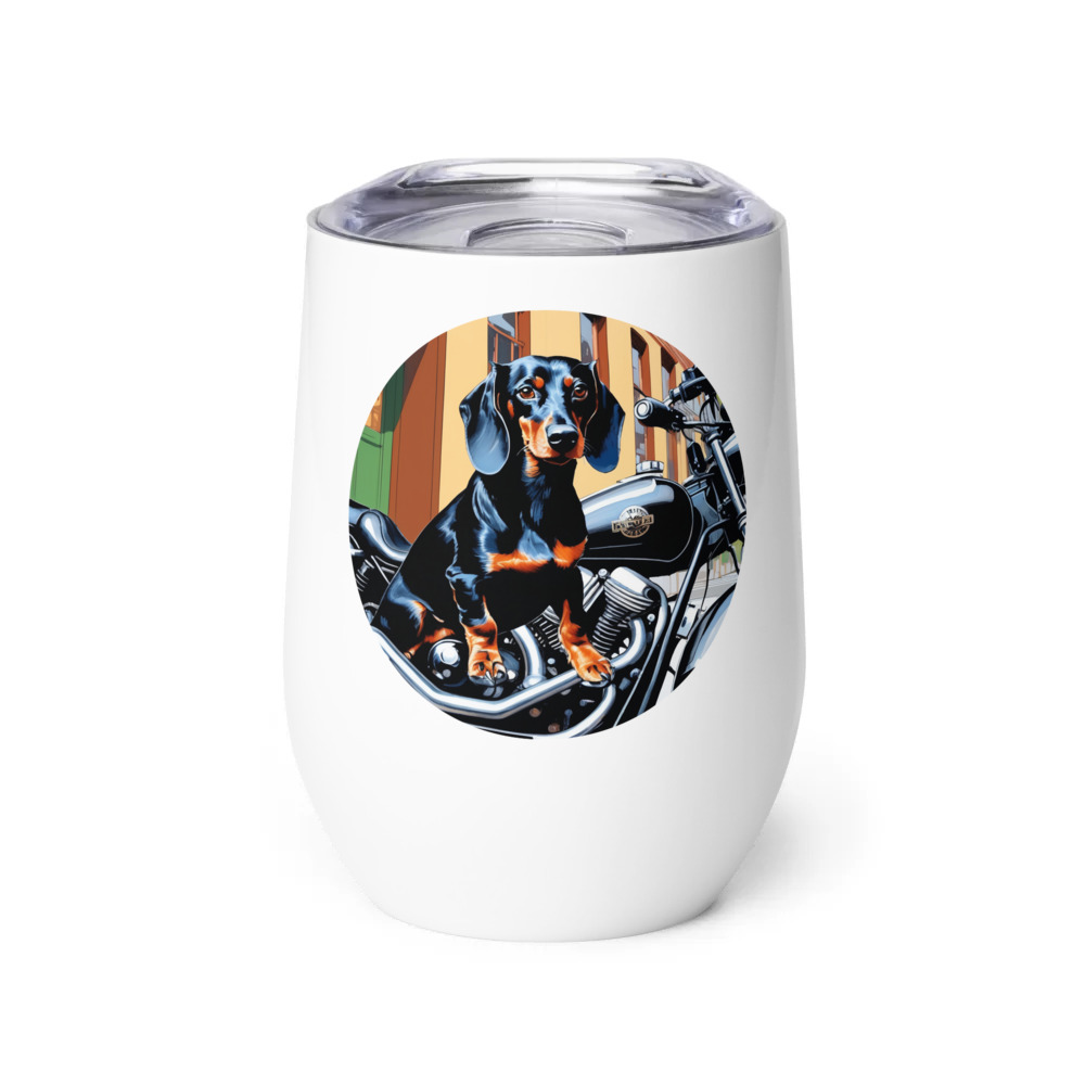 PugMug Custom Black Dachshund Wine Tumbler