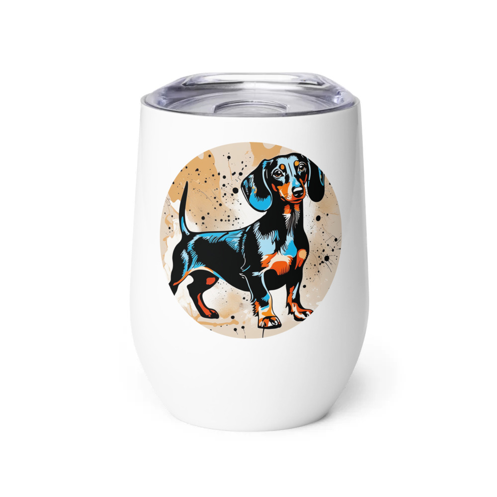 PugMug Custom Black Dachshund Wine Tumbler
