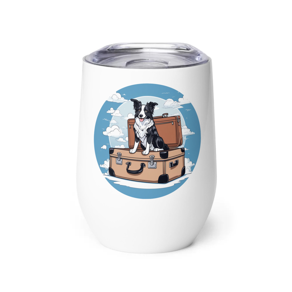PugMug Custom Border Collie Wine Tumbler
