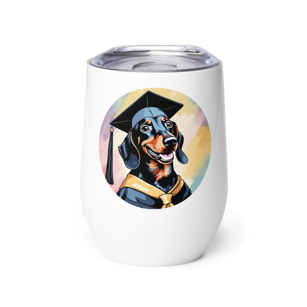 PugMug Custom Black Dachshund Wine Tumbler