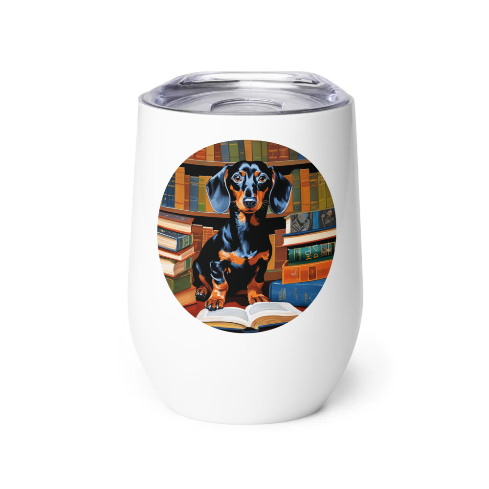 PugMug Custom Black Dachshund Wine Tumbler