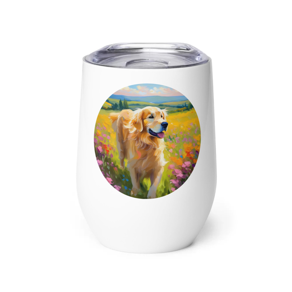 PugMug Custom Golden Retriever Wine Tumbler
