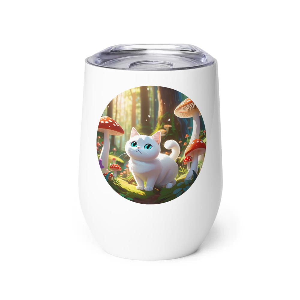 PugMug Custom White Companion Cat Wine Tumbler