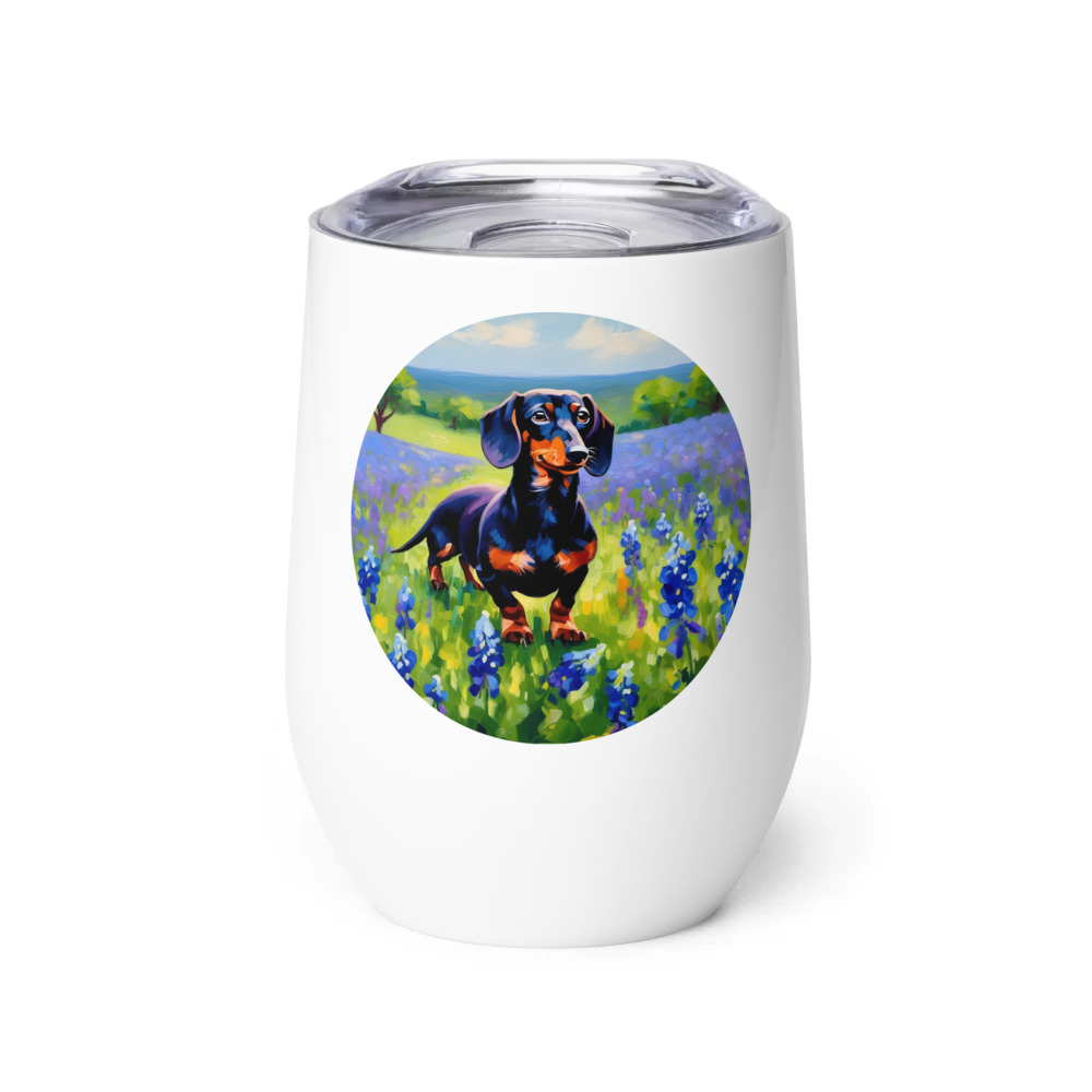 PugMug Custom Black Dachshund Wine Tumbler