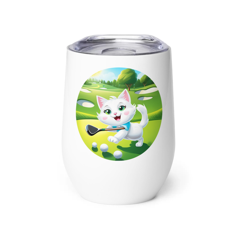 PugMug Custom White Companion Cat Wine Tumbler