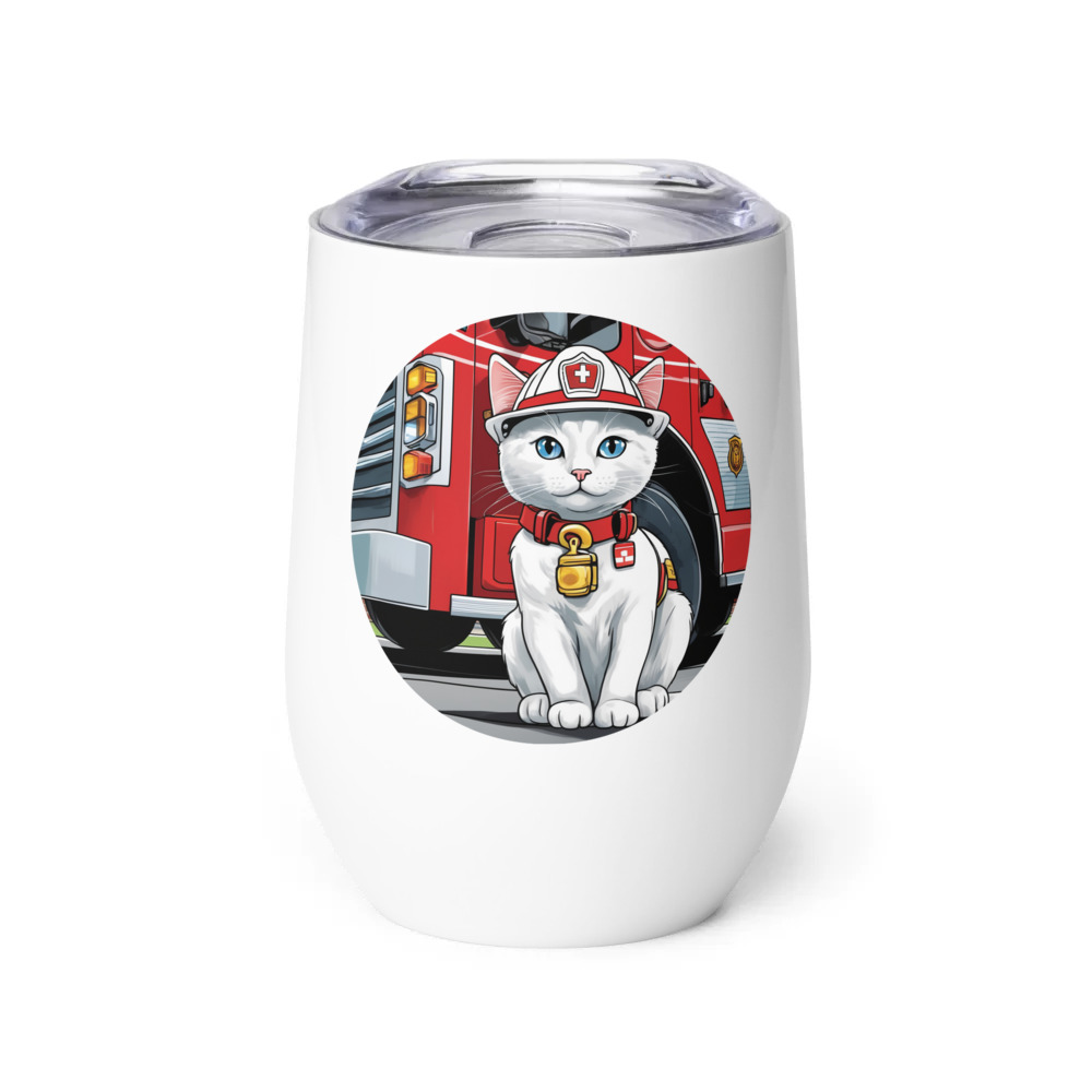 PugMug Custom White Companion Cat Wine Tumbler