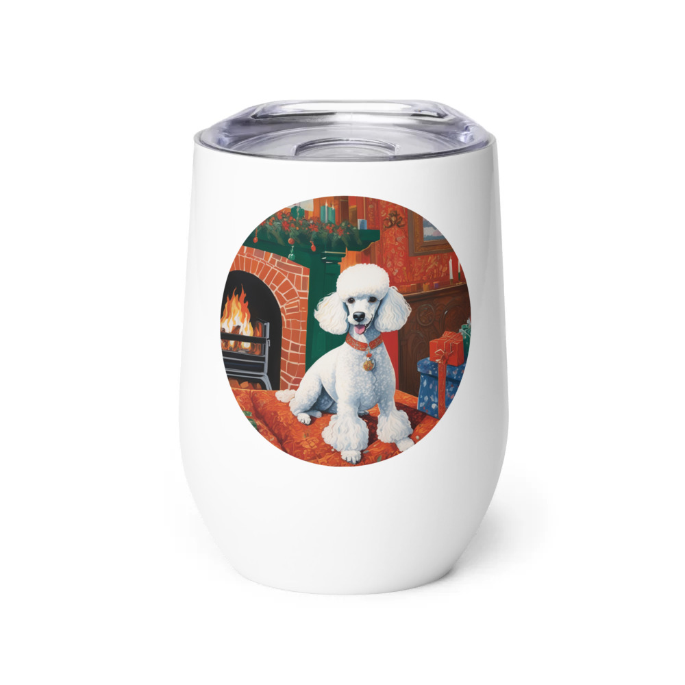 PugMug Custom White Poodle Wine Tumbler