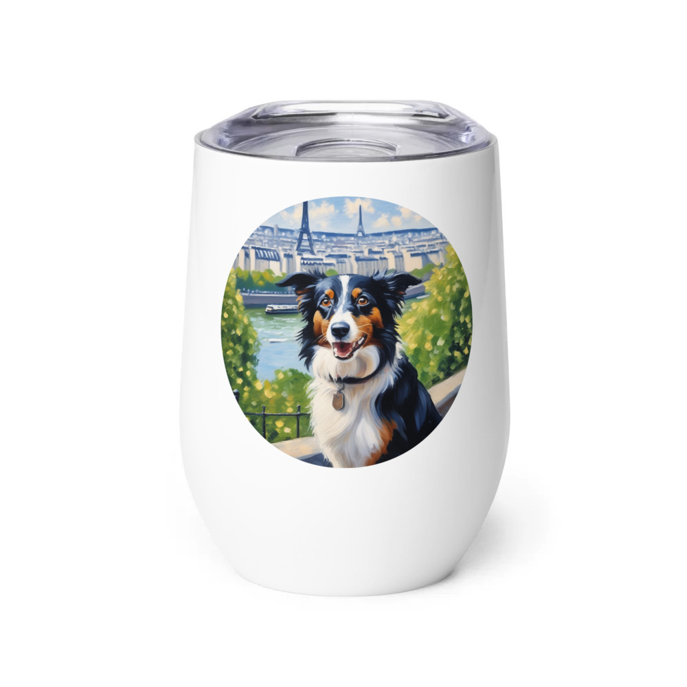 PugMug Custom Border Collie Wine Tumbler