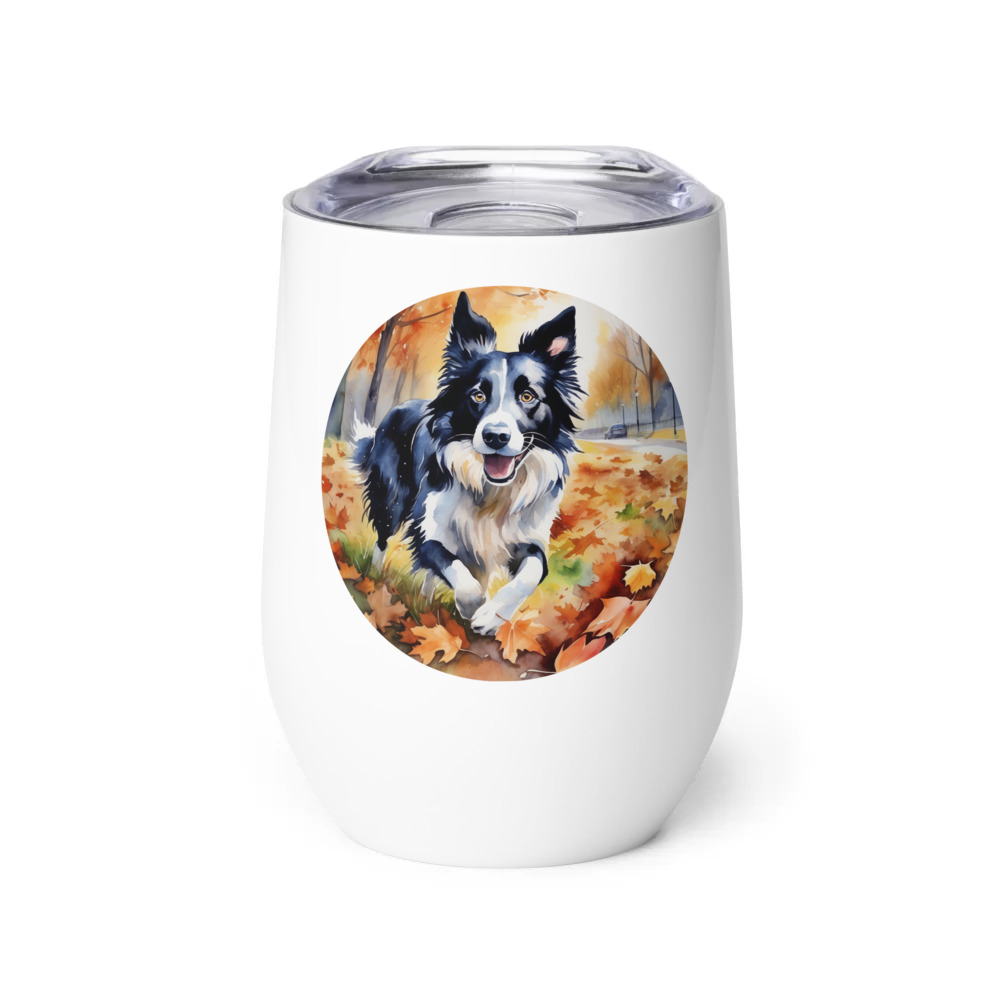 PugMug Custom Border Collie Wine Tumbler