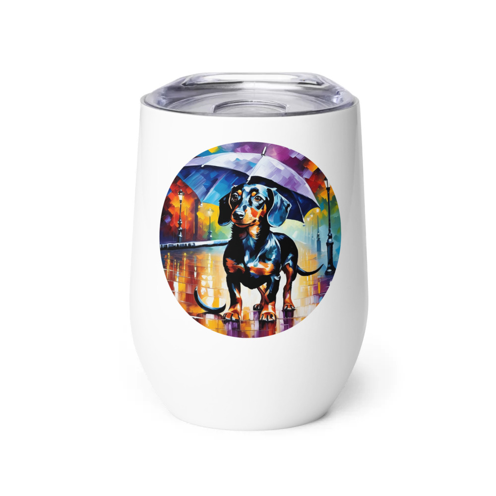PugMug Custom Black Dachshund Wine Tumbler