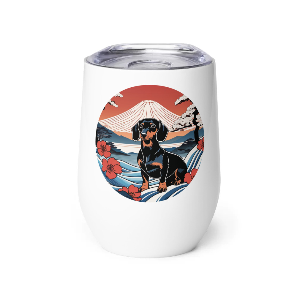 PugMug Custom Black Dachshund Wine Tumbler