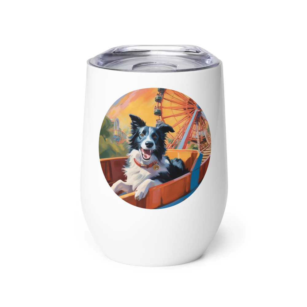 PugMug Custom Border Collie Wine Tumbler