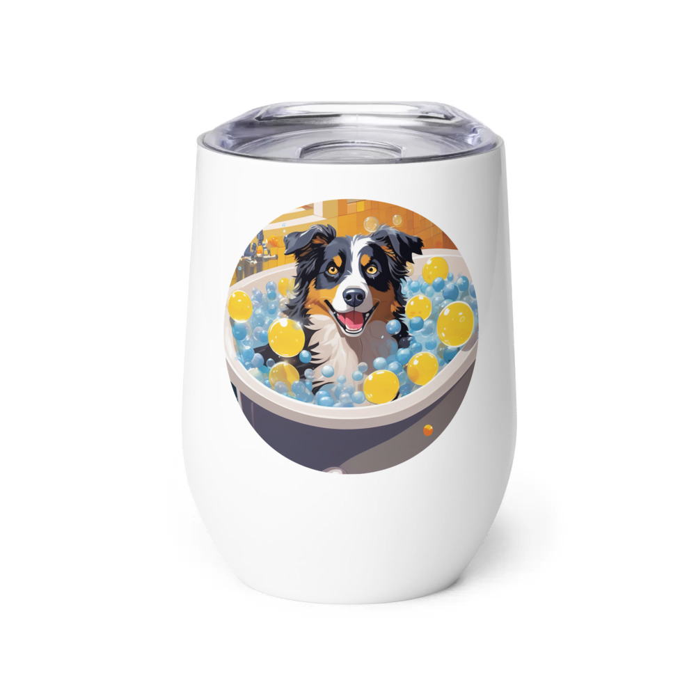 PugMug Custom Australian Shepherd Dog Wine Tumbler