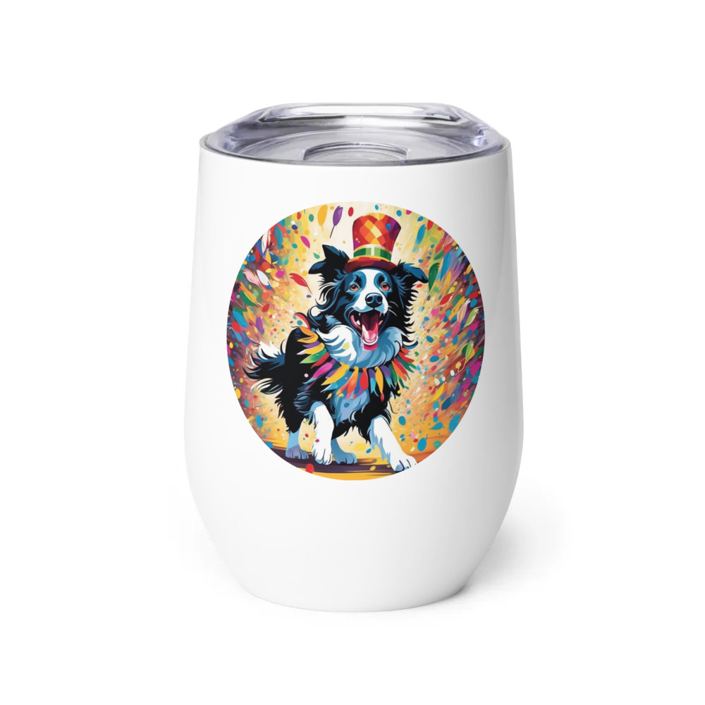 PugMug Custom Border Collie Wine Tumbler
