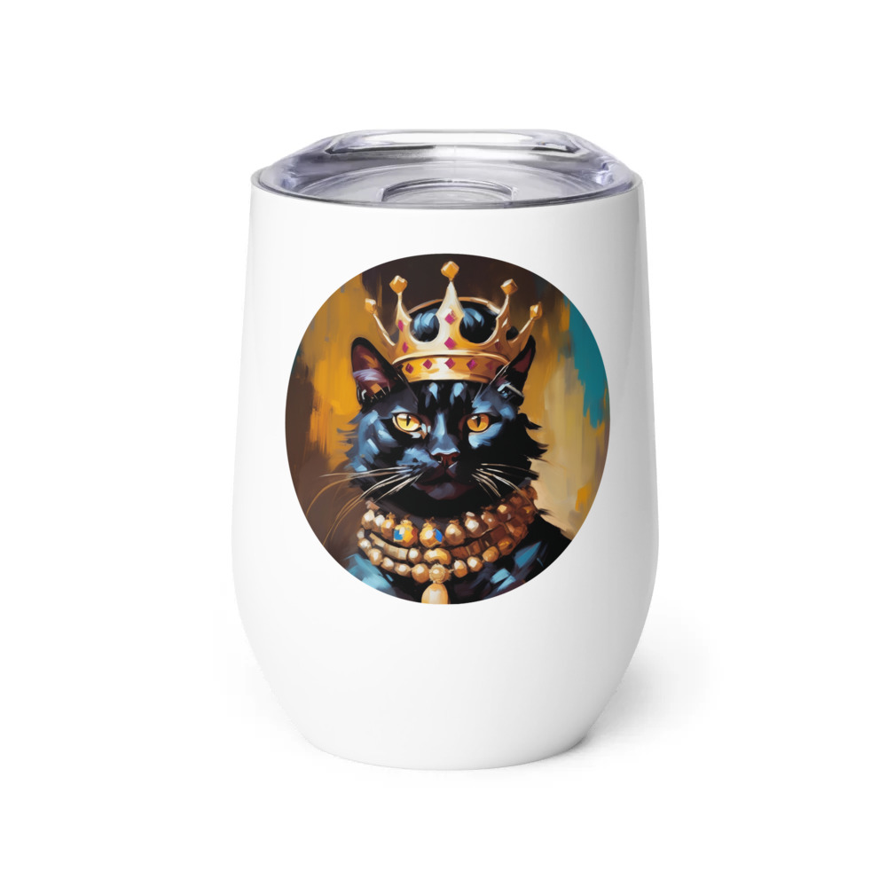 PugMug Custom Black Exotic Cat Wine Tumbler