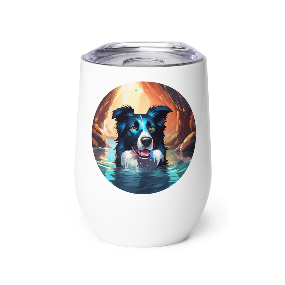 PugMug Custom Border Collie Wine Tumbler