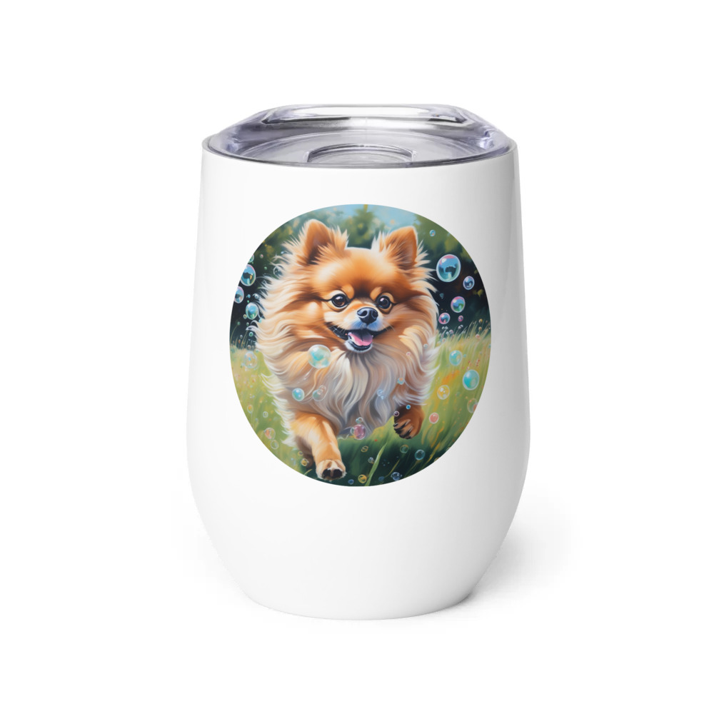 PugMug Custom Tan Pomeranian Wine Tumbler