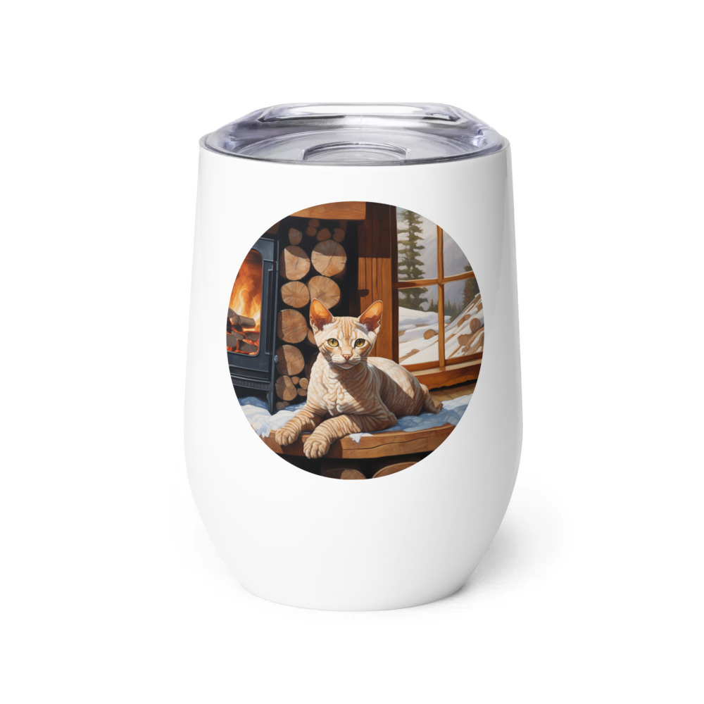 PugMug Custom Tabby Devon Rex Cat Wine Tumbler
