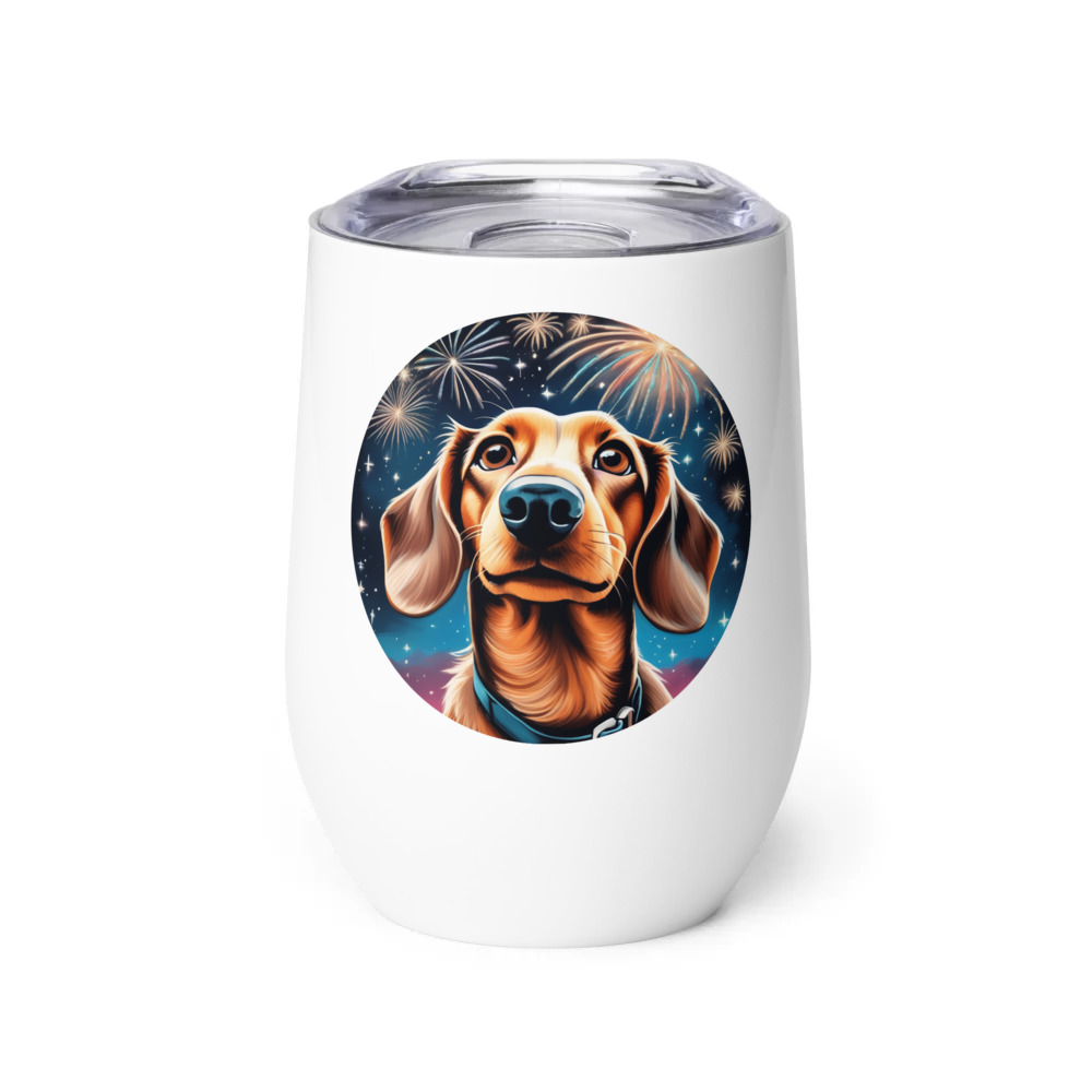 PugMug Custom Tan Dachshund Wine Tumbler