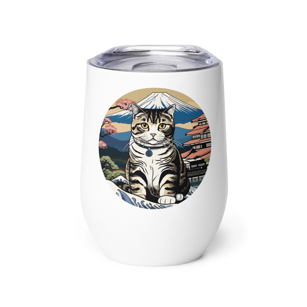 PugMug Custom Tabby Scottish Fold Cat Wine Tumbler