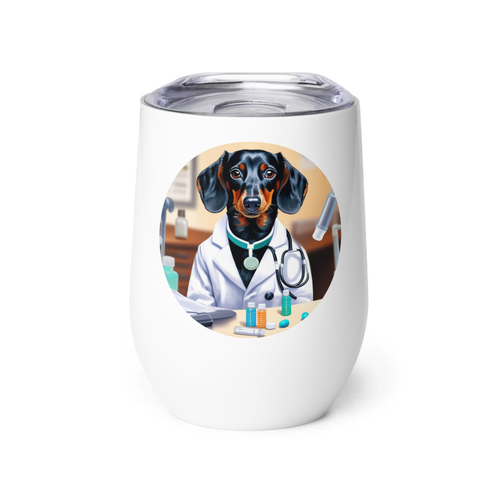 PugMug Custom Black Dachshund Wine Tumbler