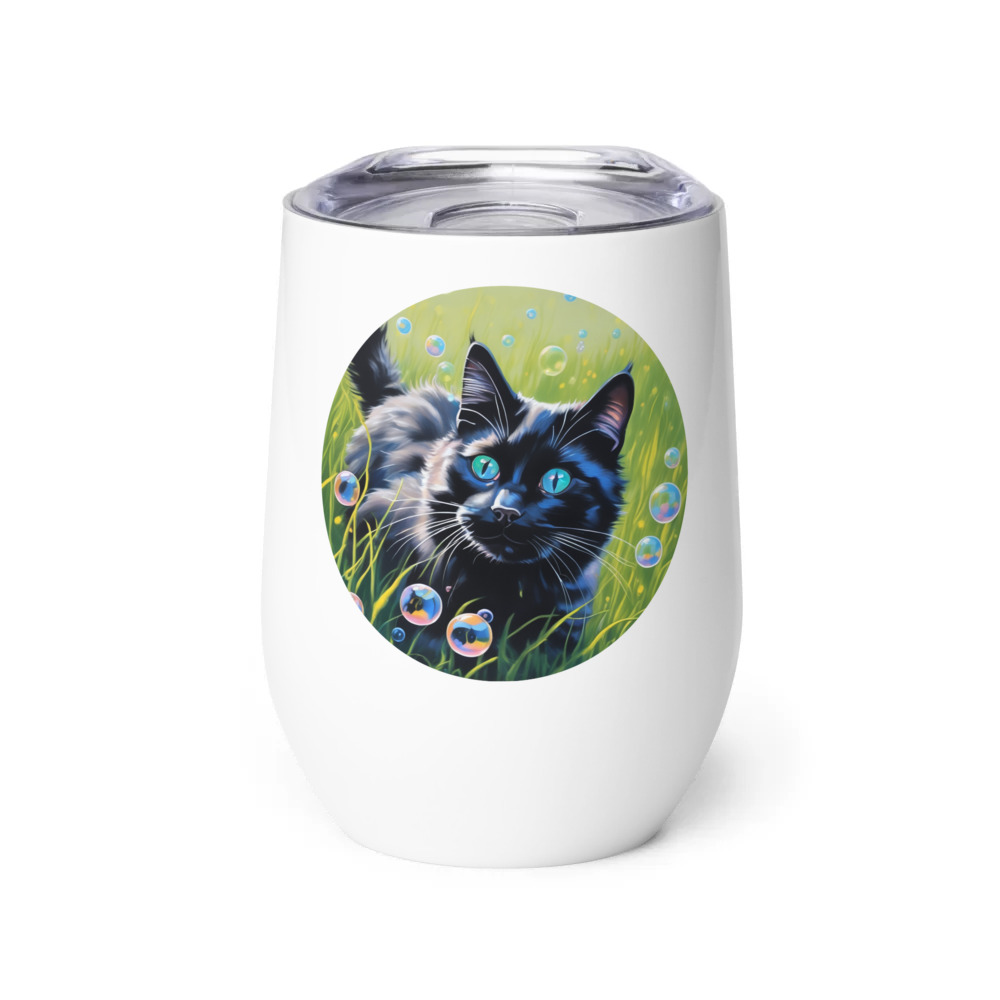 PugMug Custom Black Ragdoll Cat Wine Tumbler
