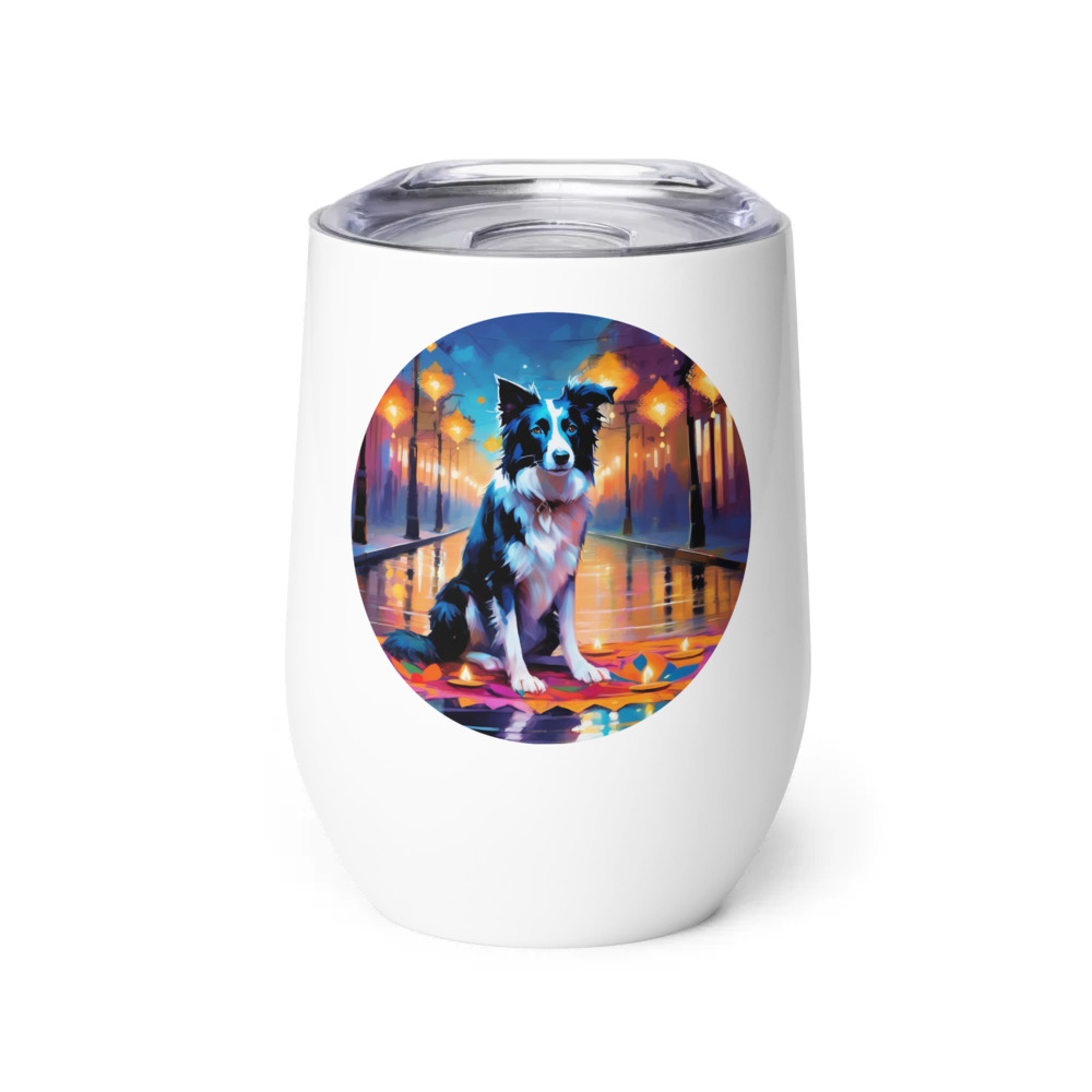 PugMug Custom Border Collie Wine Tumbler