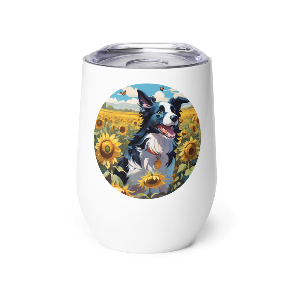 PugMug Custom Border Collie Wine Tumbler