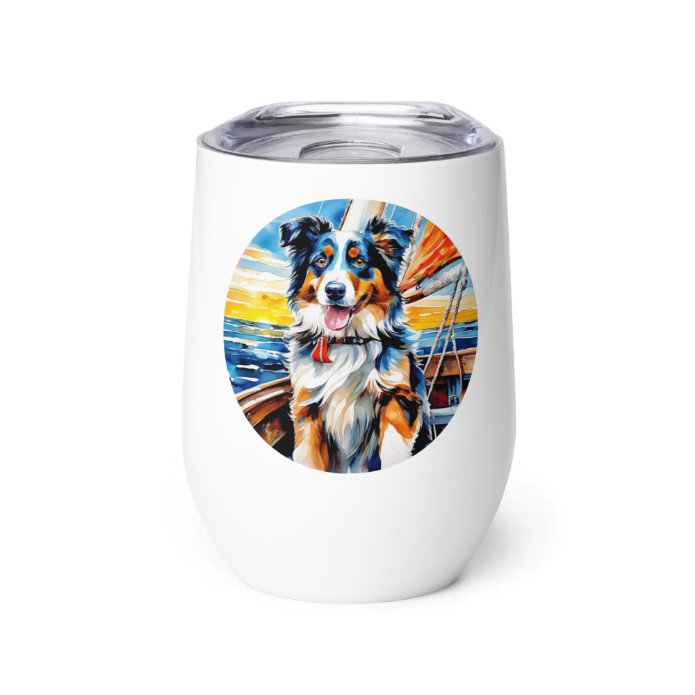 PugMug Custom Australian Shepherd Dog Wine Tumbler