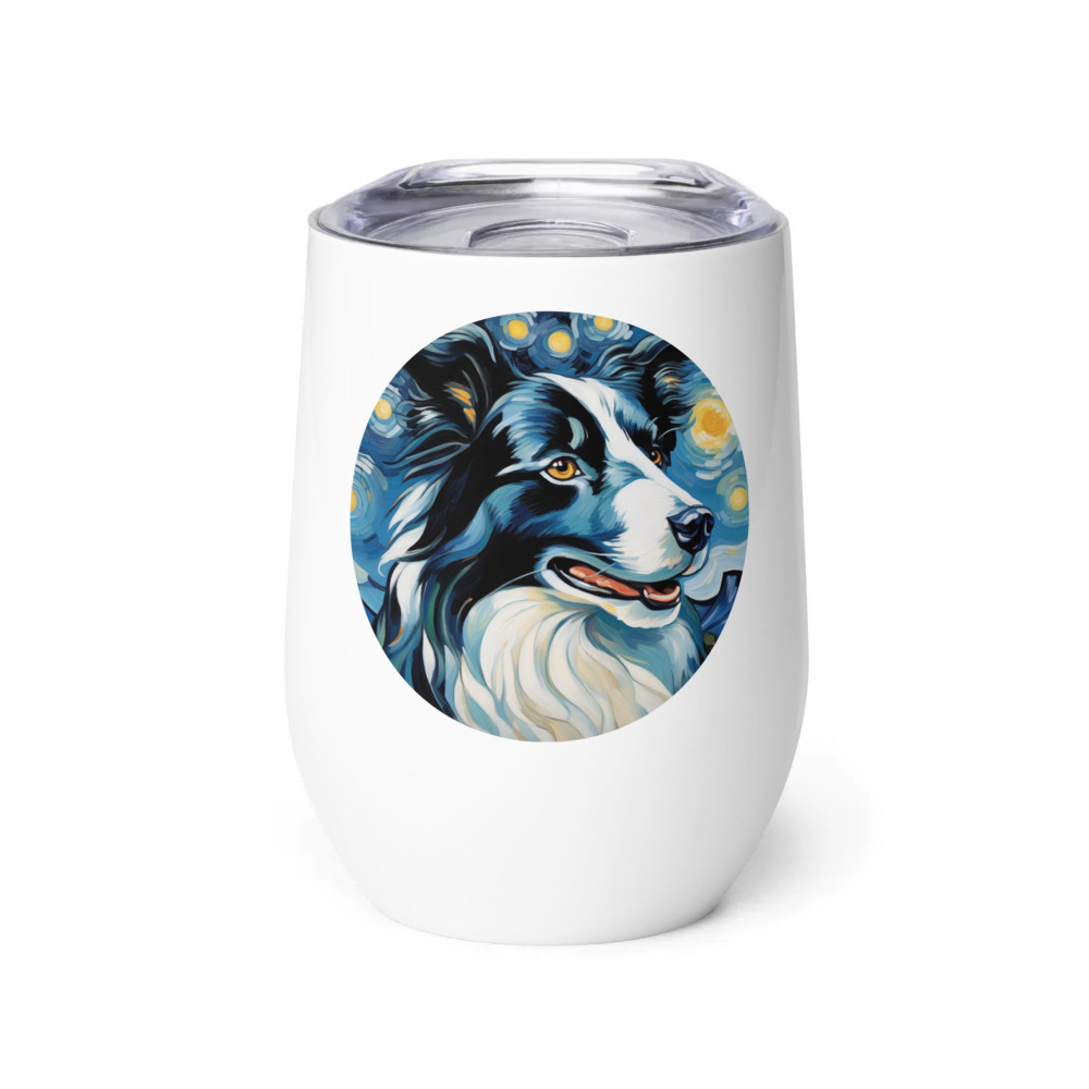 PugMug Custom Border Collie Wine Tumbler