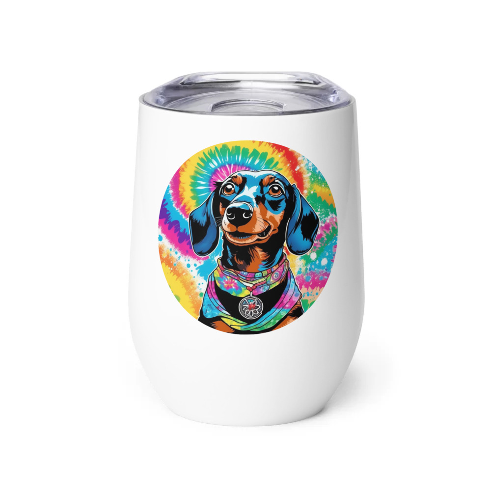 PugMug Custom Black Dachshund Wine Tumbler