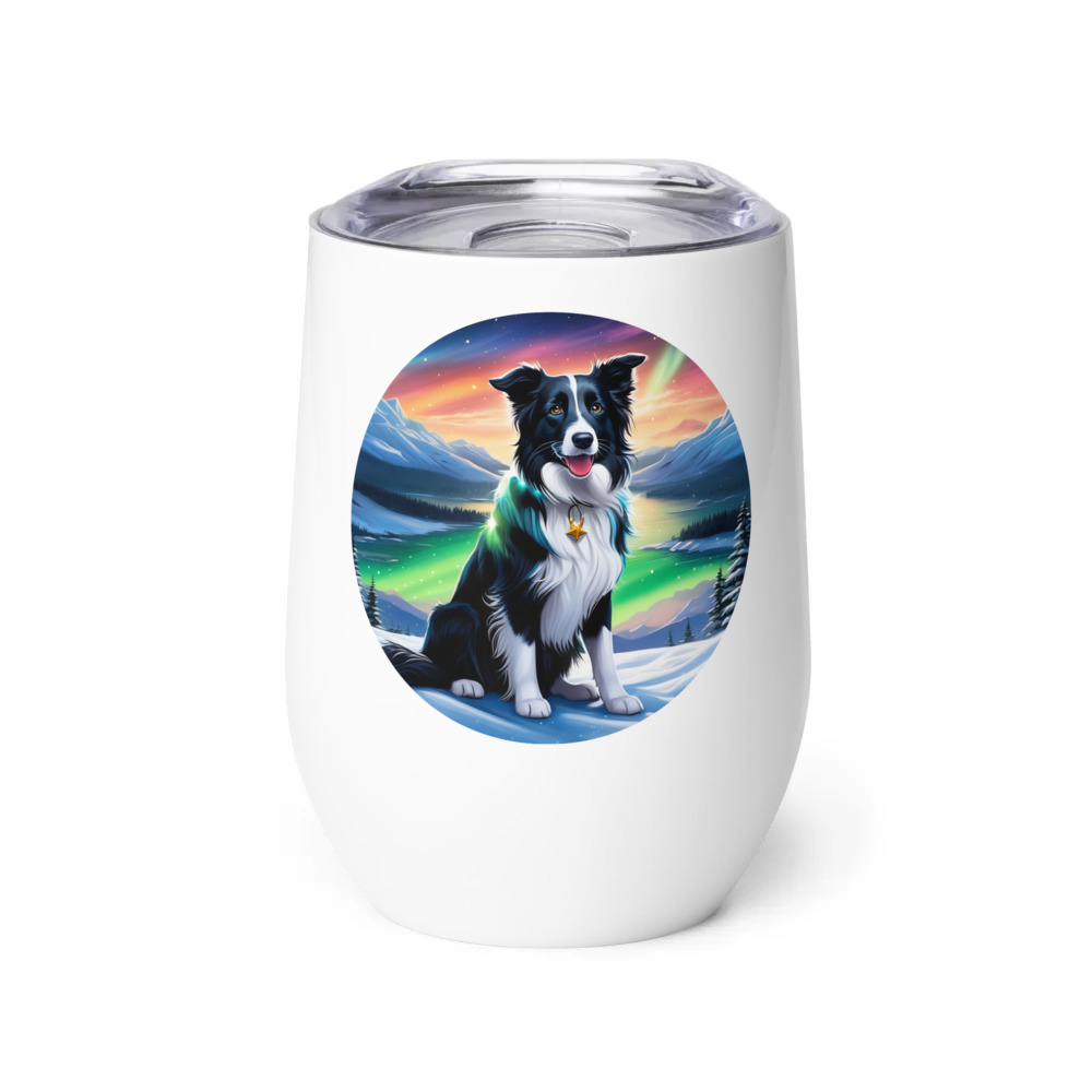 PugMug Custom Border Collie Wine Tumbler