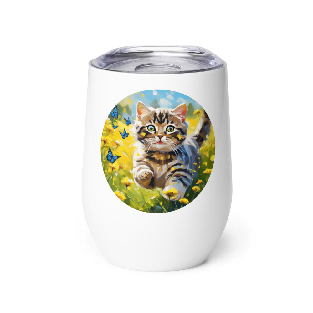 PugMug Custom Tabby Scottish Fold Cat Wine Tumbler