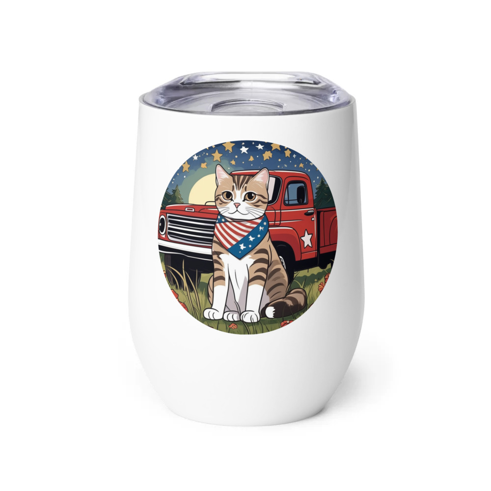 PugMug Custom Tabby Scottish Fold Cat Wine Tumbler