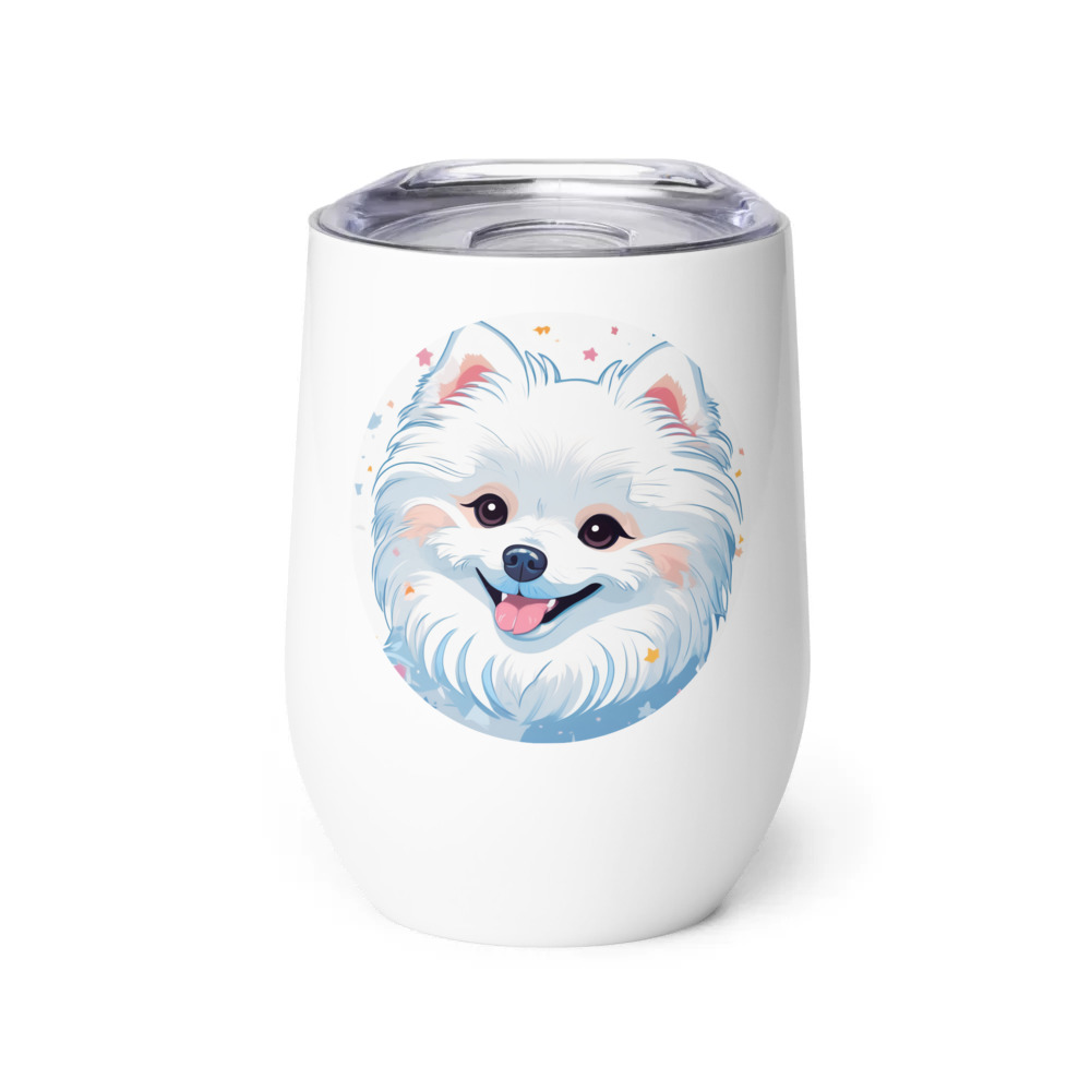 PugMug Custom White Pomeranian Wine Tumbler